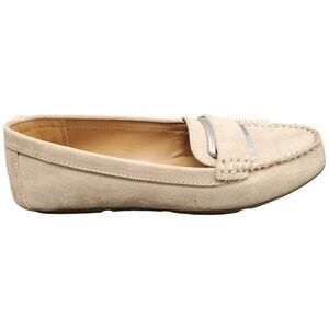Calvin Klein Leonie‎ Loafers Shoes Womens Size 9 Beige Leather Slip On Round Toe